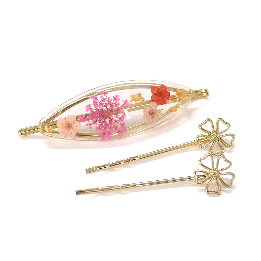 押し花ヘアクリップ 押し花ヘアクリップ