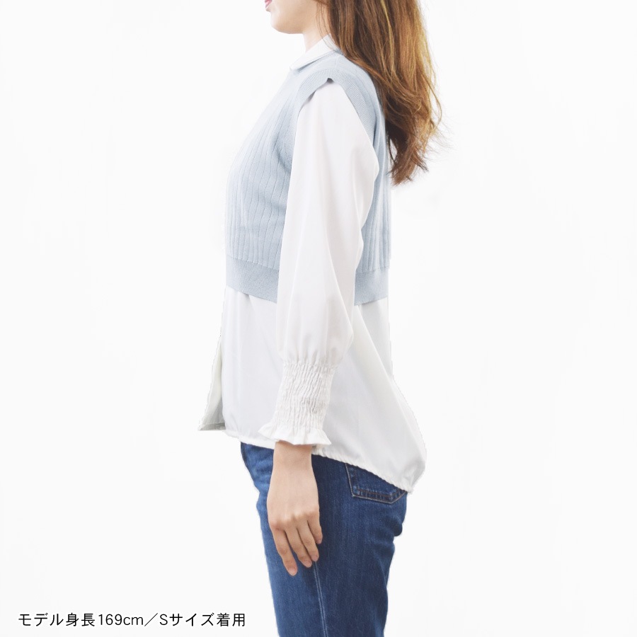 ARCHIVIO クルーネックニットベスト 新品タグ付き　38 完売品 Organic Cotton Wool 2WAYニットベスト(37793721-2024