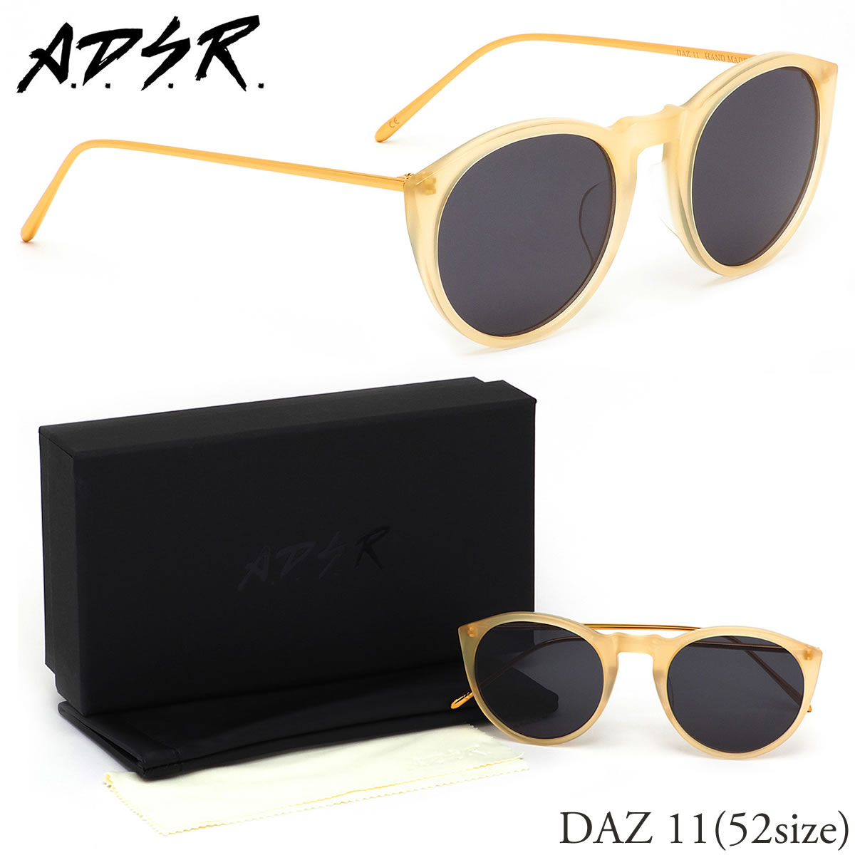 ADSR ラウンド型サングラス ゴールド/ブルー ADSR ゴールド ラウンド型