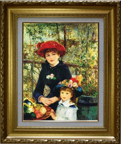 アンティーク ルノワール 絵画『二人の姉妹 テラスにて』 複製画 世界の複製名画】ルノワール「二人の姉妹 テラスにて」