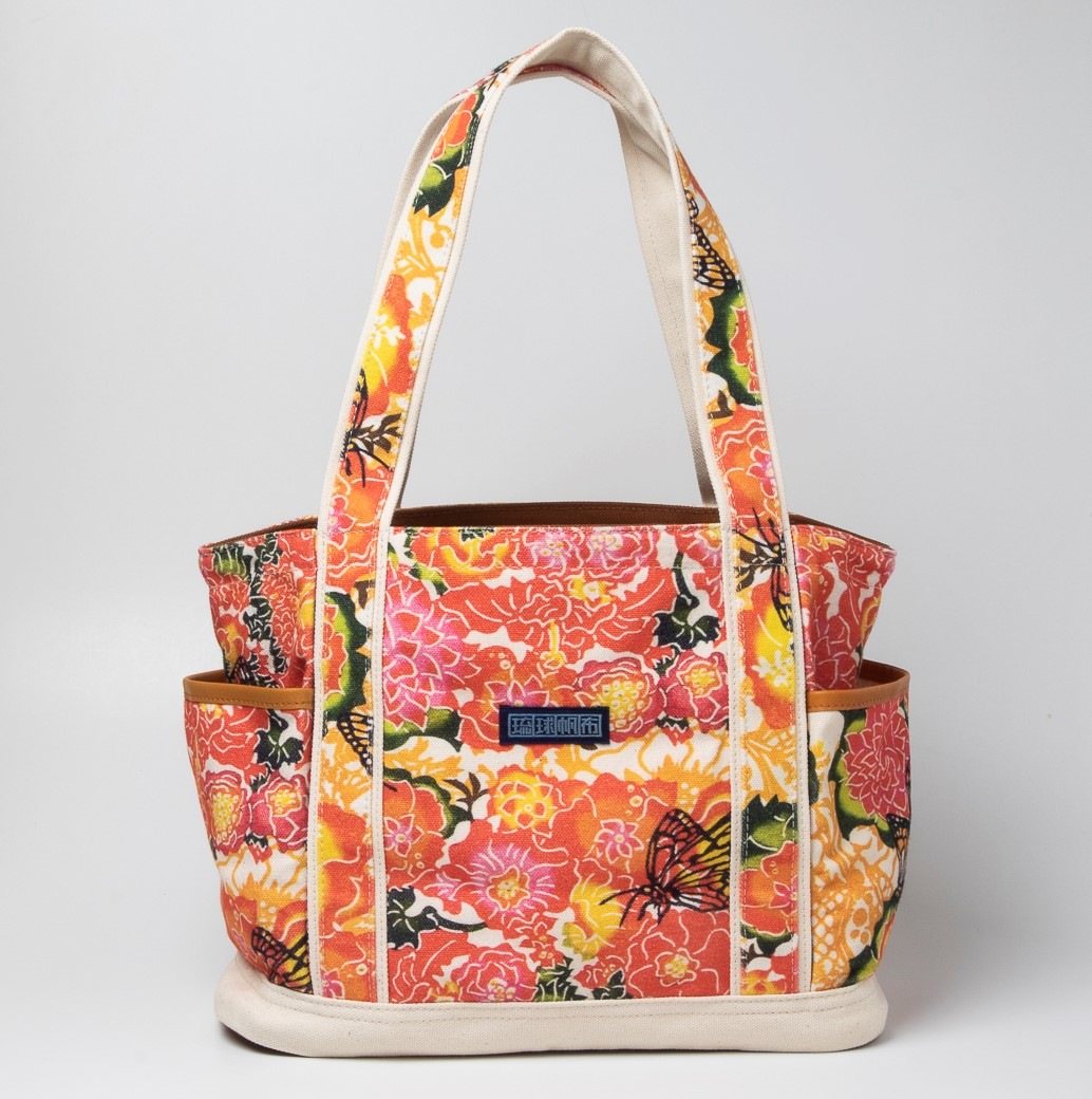 琉球帆布とインバックのセット！バタフライ 優香さんのバッグインバッグ / 紅型バタフライ | BAG,HAND BAG