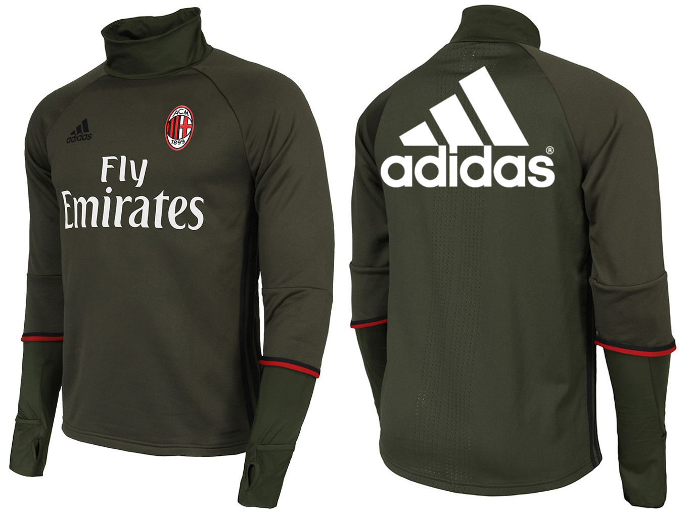 adidas ACミラン 16/17 トレーニング トップ上下セット (カーキ) XO