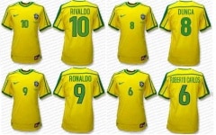 W杯98ブラジル代表復刻版オフィシャルネーム・ナンバー付き