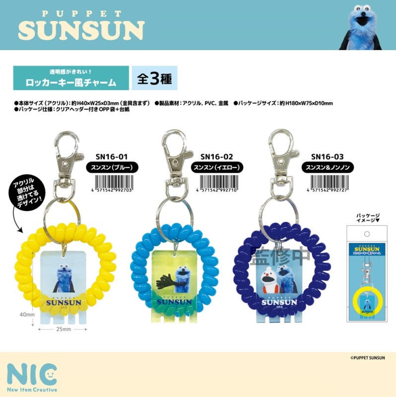 PerthSanta Fancon ガチャ キーチェーン 4セット NIC」パペットスンスン ロッカーキー風チャーム（45個入