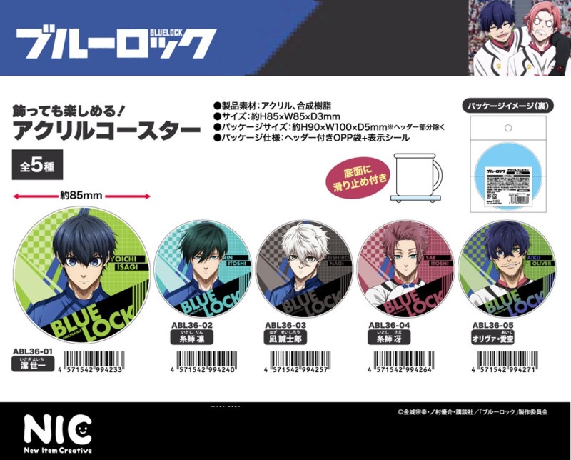 NIC」ブルーロック アクリルコースター（48個入） | ブルー