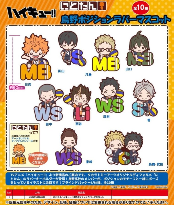ハイキュー　にとたん にとたん ハイキュー!!ボールチェーン付ぬいぐるみ 澤村｜商品
