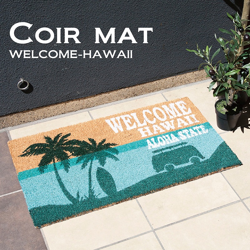 限定マット額装品/カウズ【Holiday/Vogue】（ブライアン・ドネリー） 玄関マット】Coir mat コイヤーマット［WELCOME-HAWAII］の卸
