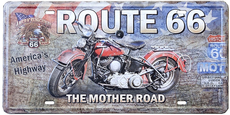 アンティークメタルエンボスプレート WIDE [THE MOTHER ROAD]の