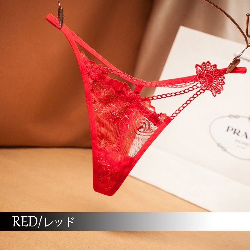 レディース レースTバック フラワー アシンメトリー セクシー