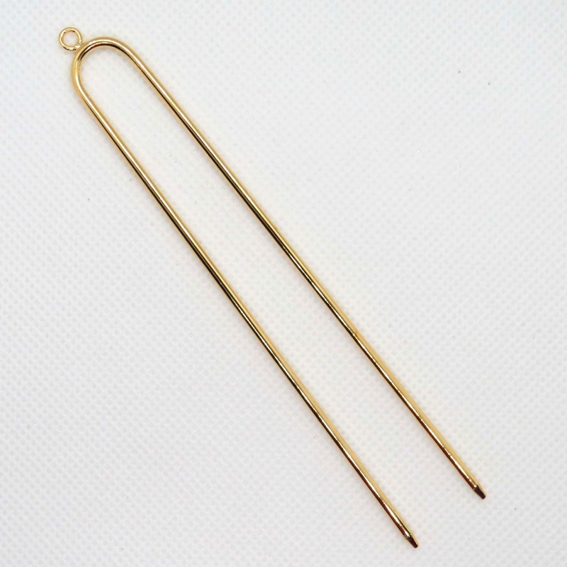 ヘアーアクセサリーかんざしスタイル棒差しU字丸環付金色 | 部品
