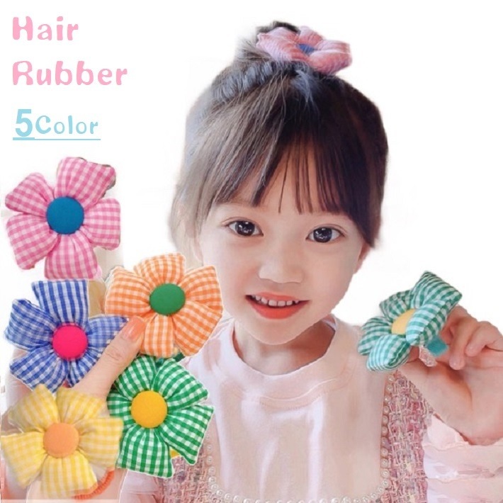 確認用 お花のヘアゴム デニム調 ベビー キッズ 子ども ハンドメイド  