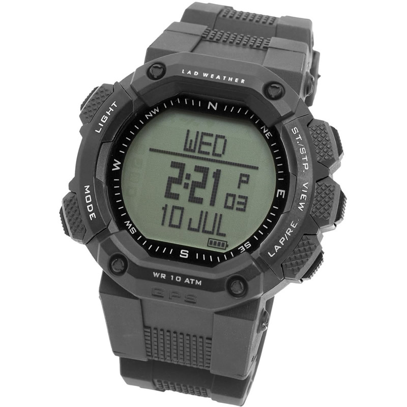 [ラドウェザー]デジタル時計 温度計 歩数計 100m 防水時計 (グリーン反転) ラドウェザー]デジタル時計 温度計 歩数計 100m 防水時計 (フル