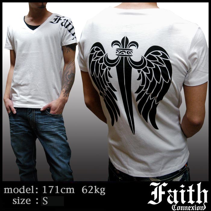 Faith Connexion フェイス コネクション ロゴ メンズ Vネック Tシャツ 