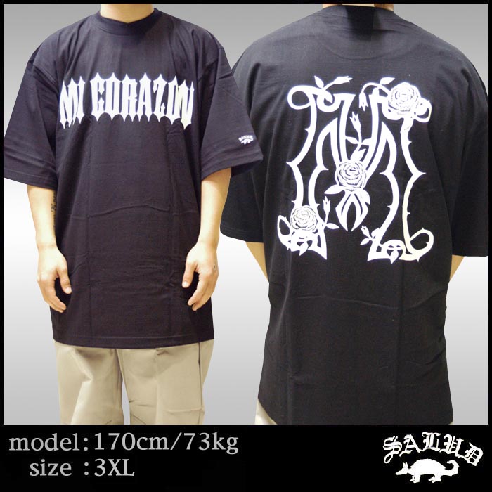 SALUD サルー メンズ 半袖 Tシャツ ブラック 020-1 オーバー
