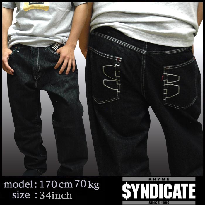 ライムシンジケート RHYME SYNDICATE バギー デニム ブラック
