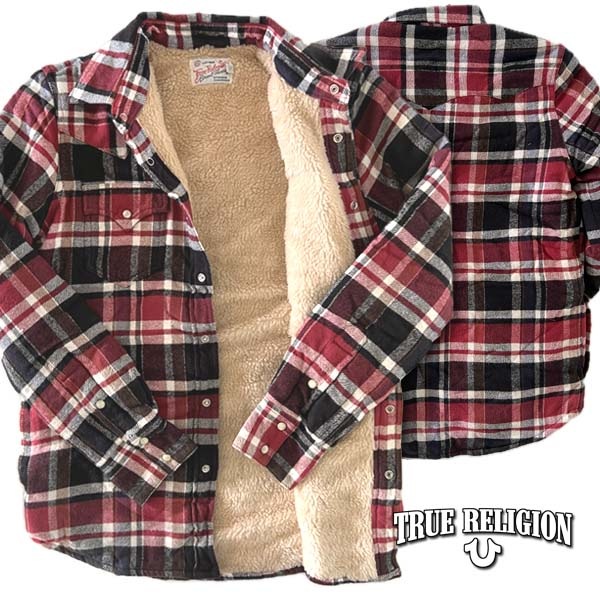 true religion ボアジャケット トゥルーレリジョン 錆加工ボタン 裏ボア デニム ジャケット S