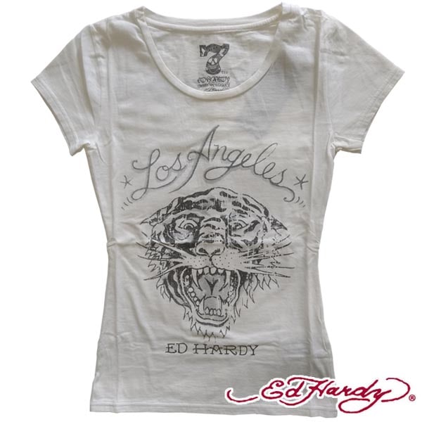 【セール】 エドハーディー レディース 半袖 Tシャツ 【200種類の品揃え】 Ed Hardy LOS ANGELES TIGER タイガー  ホワイト エド・ハーディー 正規品 セレブ サファリ ファッション 雑誌 掲載 ブランド LAセレブ セレカジ ストリート ロック サーフ ...