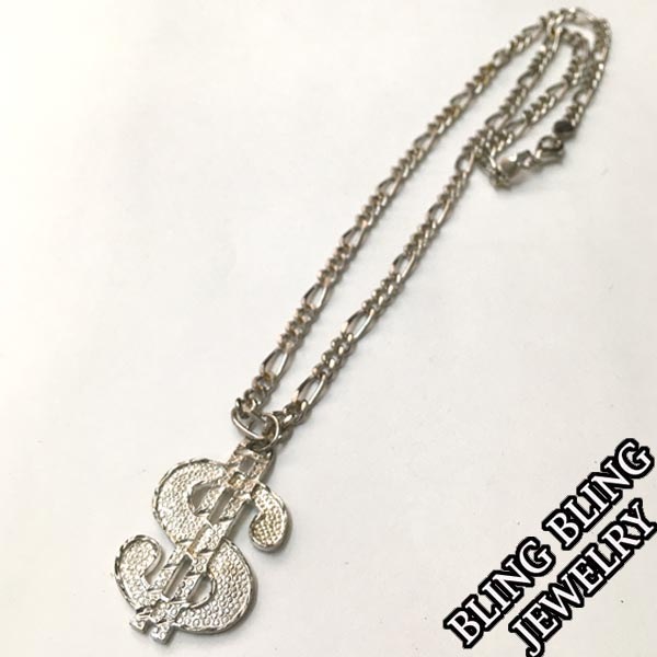 セール】 HIPHOPジュエリー メンズ ネックレス 01 $ ドル シルバー 