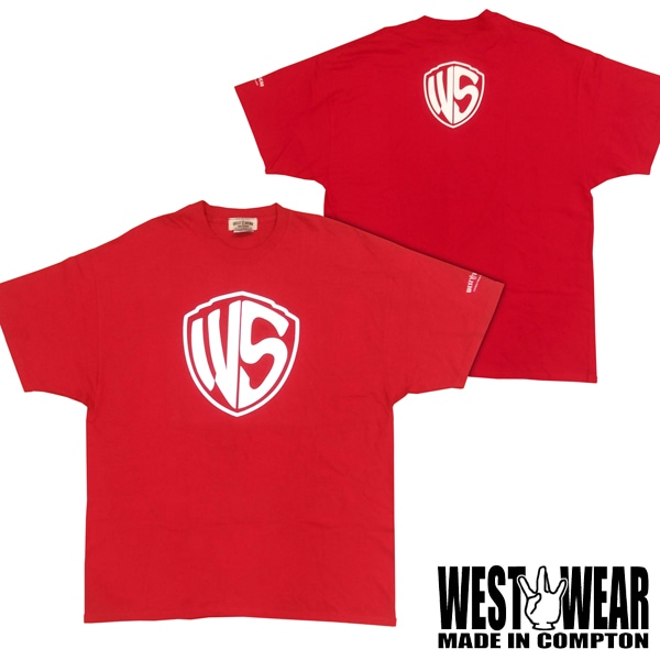 WEST WEAR メンズ 半袖 Tシャツ WS プリント ロゴ レッド ウエスト 