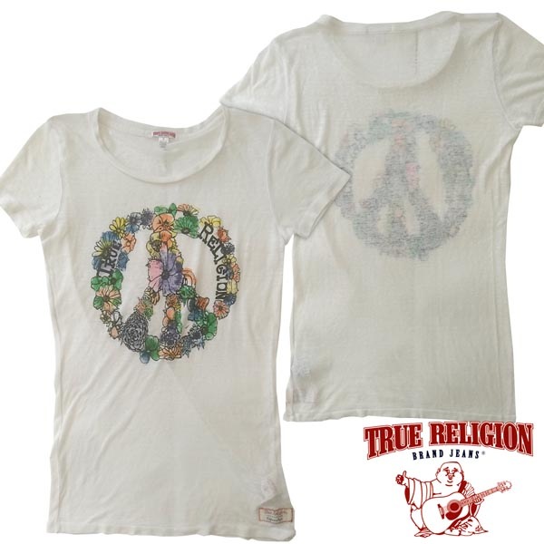 TRUE RELIGION トゥルーレリジョン レディース Tシャツ ホワイト LOVE BLOSSOM 半袖 シャツ サファリ 掲載 ブランド トゥルーレリジョン レディース Tシャツ 【200種類の品揃え