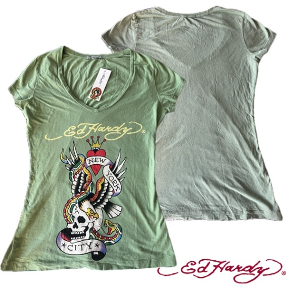 希少 Ed Hardy エドハーディー 半袖シャツ ミリタリー スタッズ M 希少 Ed Hardy エドハーディー 半袖シャツ ミリタリー スタッズ M