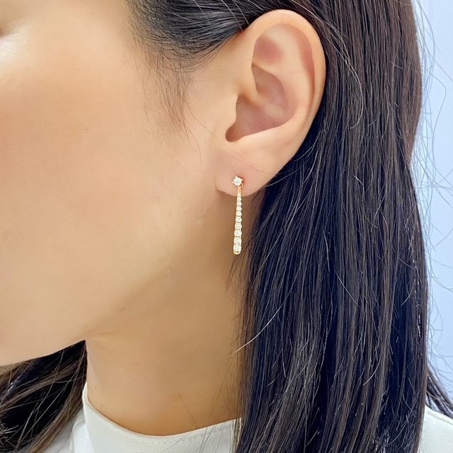 K18PGダイヤ ピアス K18PGダイヤモンドピアス(ダイヤ0.18ct、ハートモチーフ