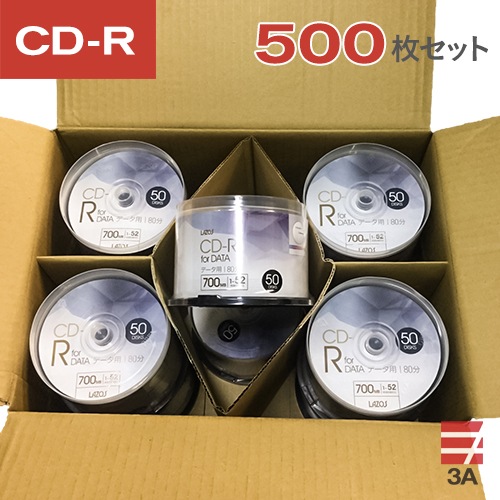 LAZOS L-CD50P CD-R AL-CR50P BOX 500枚セット-デュプリ.com