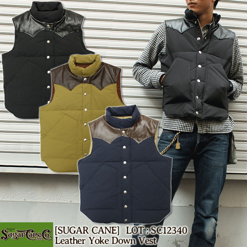 超美品 SUGAR CANE レザー ダウンベスト シュガーケーン 品番訂正有り SUGAR CANE シュガーケーン ダウンベスト Sugar Cane レザー
