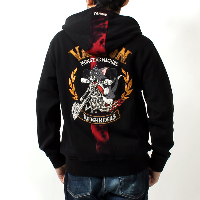 vanson スカル トムとジェリー パーカー 骸骨 骨 vanson （バンソン）/ トムとジェリー X-Rey ジップパーカー(裏