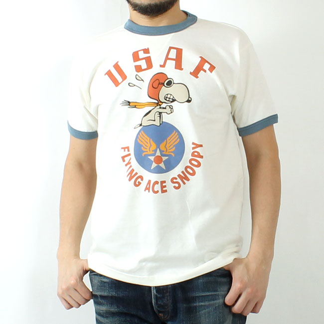 L TOYS McCOYスヌーピー Flying Ace トリム Tシャツ L TOYS McCOYスヌーピー Flying Ace トリム Tシャツ TOYS McCOY