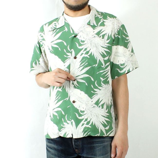古着 JOE KEALOHA 総柄 パイナップル柄 オープンカラー