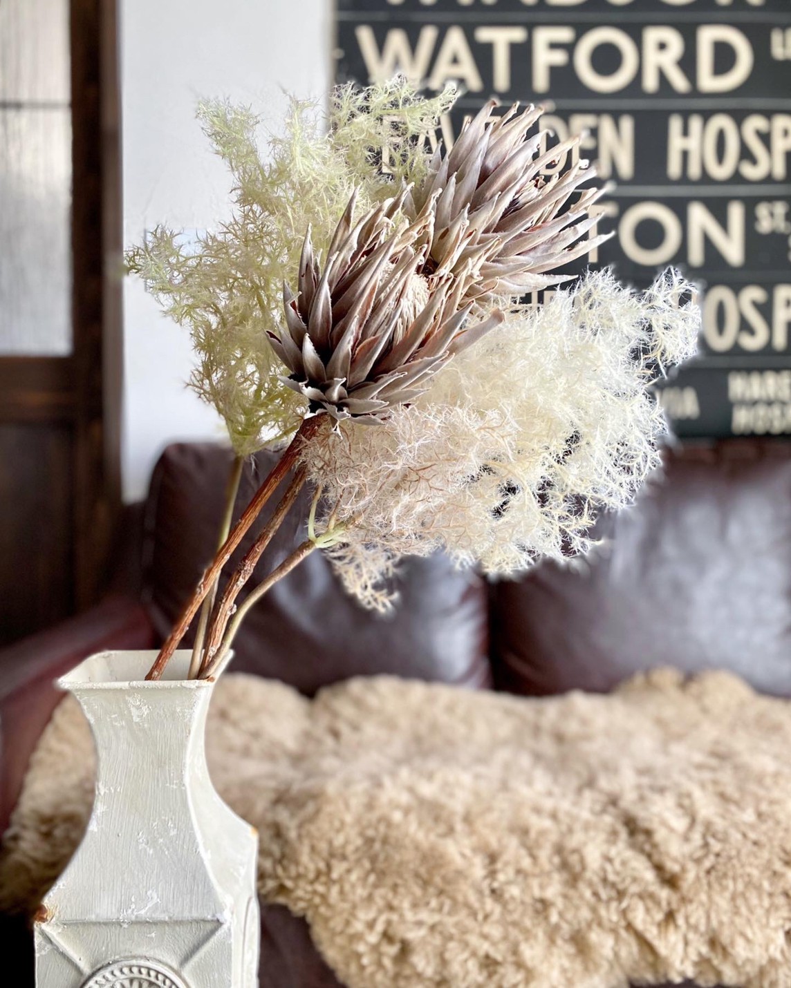 特大ふわふわボリュームスモークツリーのリース❤️ナチュラル リネン タグ付き径35 特大ふわふわボリュームスモークツリーのリース❤️ナチュラル リネン