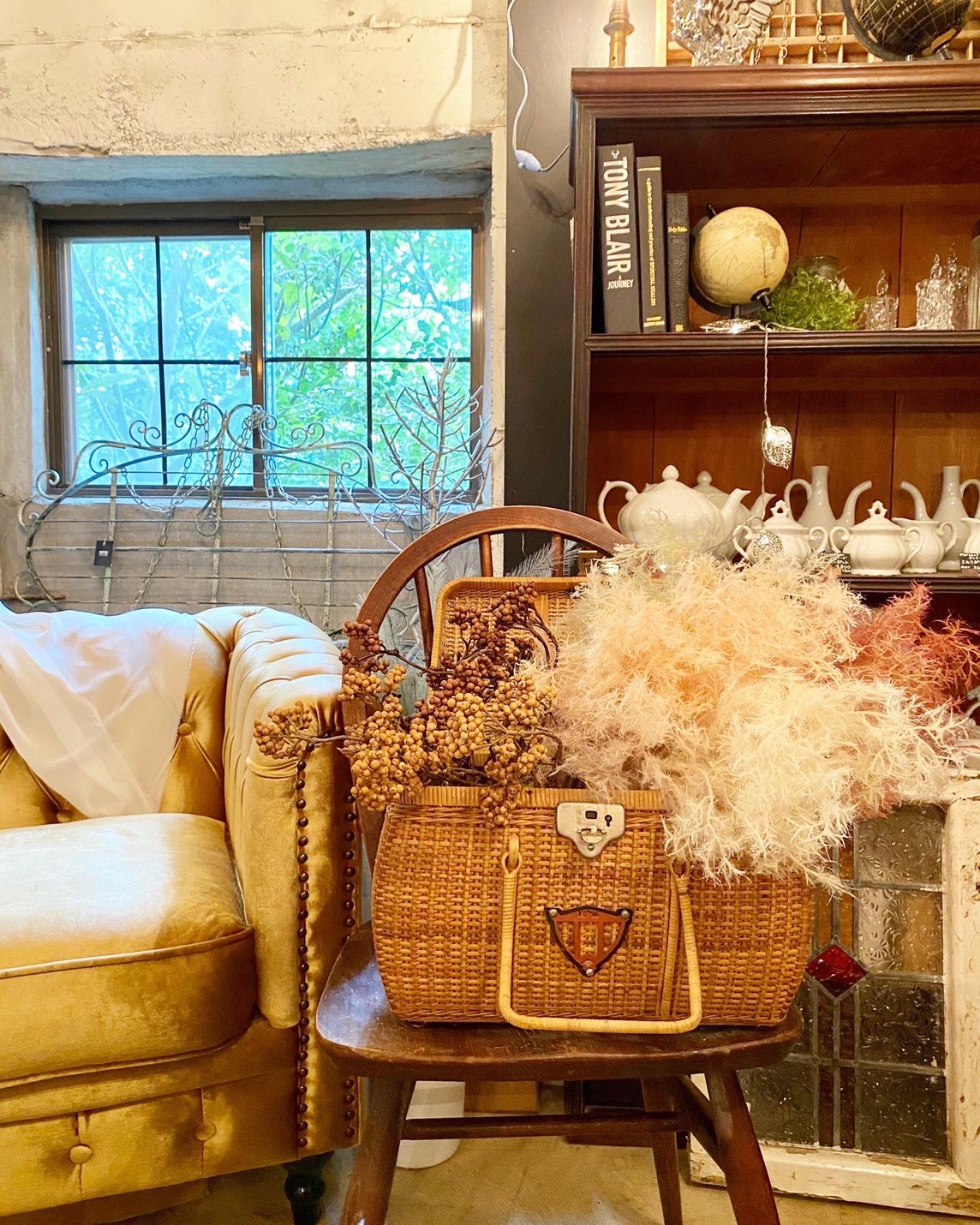 特大ふわふわボリュームスモークツリーのリース❤️ナチュラル リネン