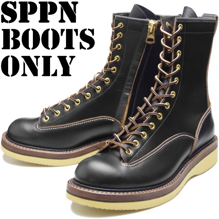 SPPN BOOTS スッピン SP-08L ブラック 8-INCH LACE TO TOE BOOTS 8