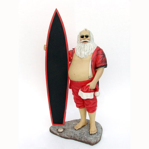 サンタクロースサーフィンサーファーサンタハワイサンタ木彫り像