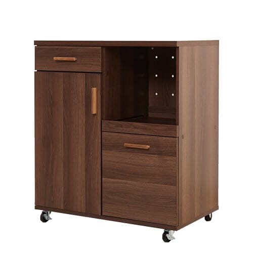 レンジ台 キャスター付き 80cm　92005_BR　ブラウン レンジ台 幅80 大型レンジ対応 完成品 キッチン収納 スリム キッチンワゴン キャスター付き レンジボード 80 電子レンジ台 食器棚 ロータイプ  キッチン カウンター テーブル スライド ワゴン 収納 コンセント付 両面 間仕切り 北欧 一人暮らし おしゃれ おすすめ 日本製 ☆ |