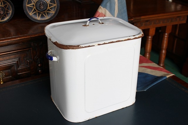 英国アンティーク琺瑯製ブレッド缶/ホーローキャニスター/米びつ(85-104) 英国アンティーク琺瑯製ブレッド缶/ホーローキャニスター/米びつ(85