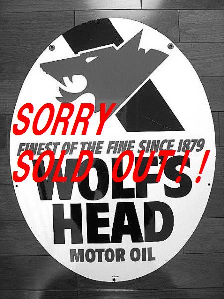 【Co.】WOLF'S HEAD ヴィンテージ看板 Co.】WOLF'S HEAD ヴィンテージ看板 1959 WOLF'S HEAD MOTOR OIL