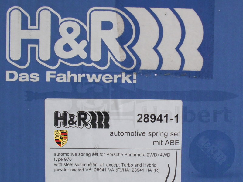 H&R ダウンサス　ポルシェ　パナメーラ　NA ★即納　送料無料(除く、沖縄) ポルシェ ９７０パナメーラ ダウンサス交換 タイヤホイール ローダウン