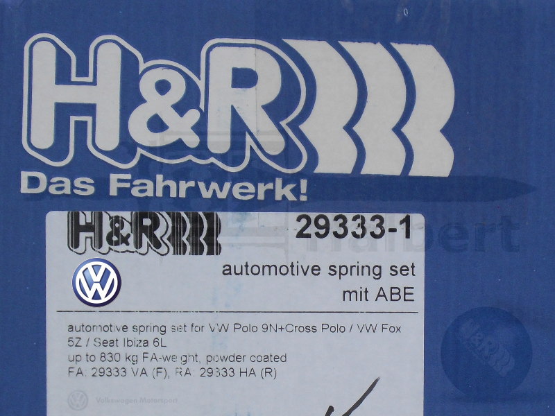 H&Rダウンサス 29333-1【H&R Sport Springs】スポーツスプリング