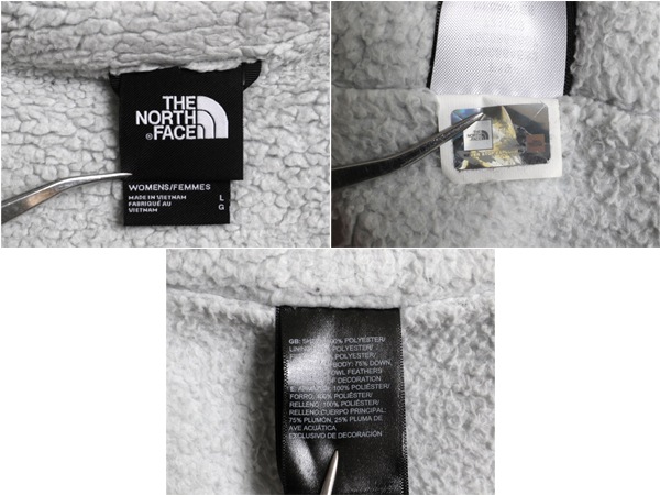 THE NORTH FACE - US企画 ノースフェイス 裏 ボア ダウン パーカー ジャケット レディース L The North Face ナイロン パイル フリース 550フィル 迷彩 総柄 US企画 ノースフェイス 裏 ボア ダウン パーカー ジャケット