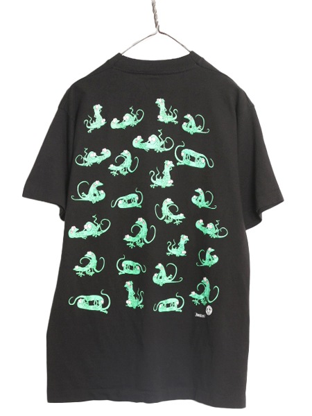 90s USA製 ☆ カメレオン 四十八手 イラスト プリント Tシャツ