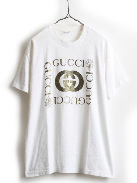 90's ブートレッグ GUCCI グッチ プリント 半袖 Tシャツ (L