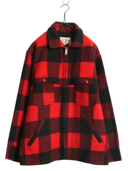 60s 筆記体タグ エルエルビーン ウール ダブル マッキーノ ジャケット メンズ L 古着 LLBEAN ヴィンテージ ハンティング フルジップ タロン 60s 筆記体タグ エルエルビーン ウール ダブル マッキーノ