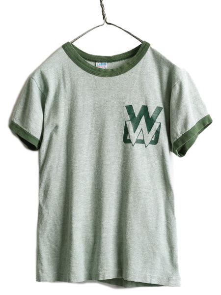 最高品質の USA製 70s ☆ Tシャツ リンガー プリント 両面 チャンピオン トップス