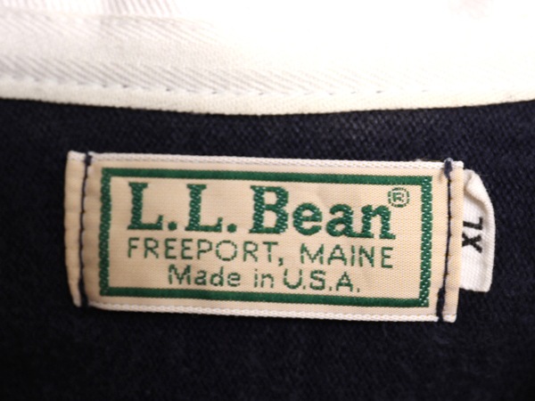 80s USA製 エルエルビーン ストライプ 長袖 ラガー シャツ メンズ XL / ヴィンテージ LLBEAN ラグビーシャツ 大きいサイズ ヘビーウェイト L.L.Bean - 80s USA製 エルエルビーン ボーダー 長袖 ラガー