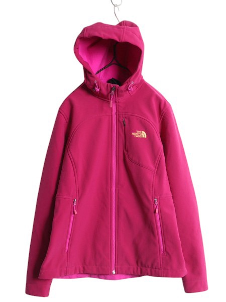 THE NORTH FACE - ノースフェイス ソフトシェル フード パーカー ジャケット レディース L 古着 The North Face 裏 フリース ジャンパー ブルゾン フルジップ ノースフェイス ソフトシェル フード パーカー ジャケット