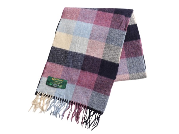 アイルランド製 JOHN HANLY x LLBEAN チェック ラム ウール マフラー / 古着 エルエルビーン フリンジ付き マルチカラー 別注 モデル 防寒 アイルランド製 JOHN HANLY x LLBEAN チェック ラム ウール