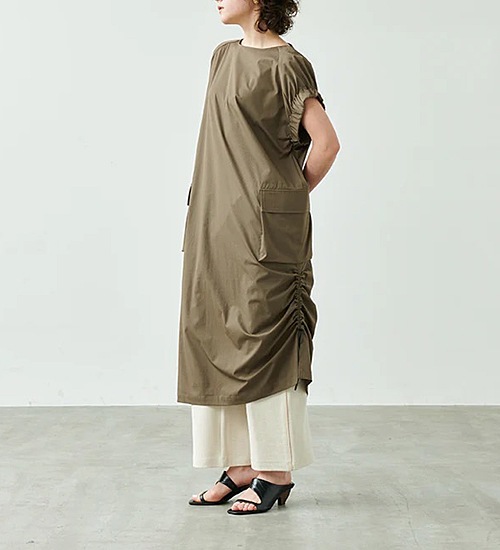 【Acka】オケージョンワンピース　カーキ　1 sheer puff dress – Acka online store