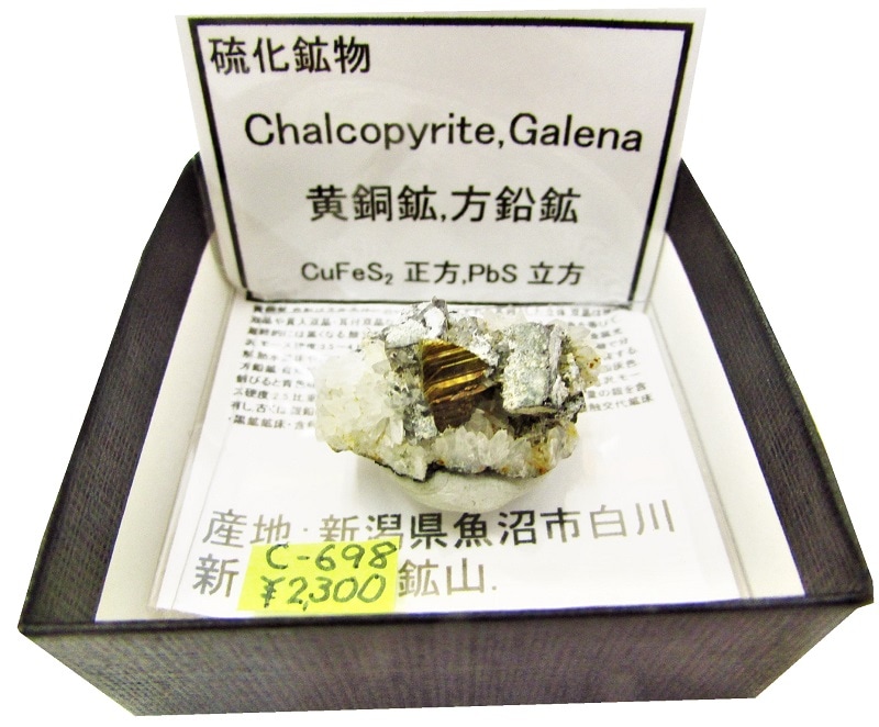 C-698 黄銅鉱(Chalcopyrite)と方鉛鉱(Galena) | 硫化鉱物,東日本
